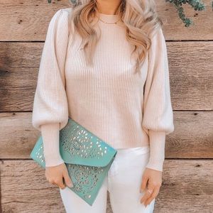 Envelope Clutch Teal Gold Cutouts